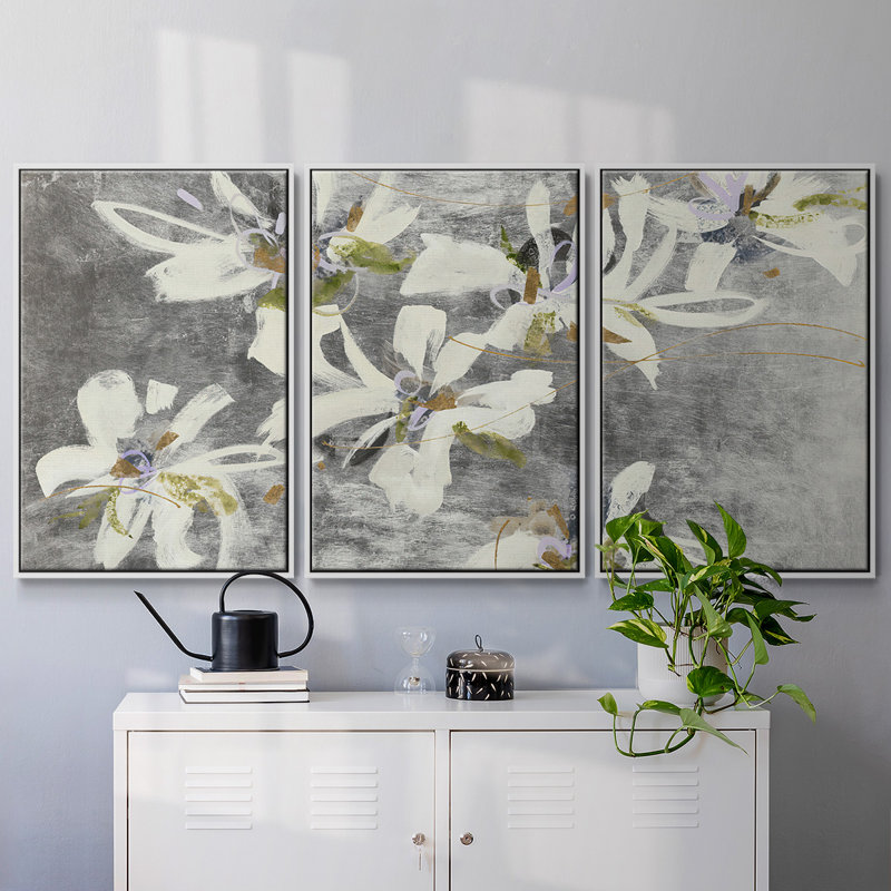 Lire les feuilles de thé 3 pièces, Blanc, H 36 po x l 75 po x P 2 po