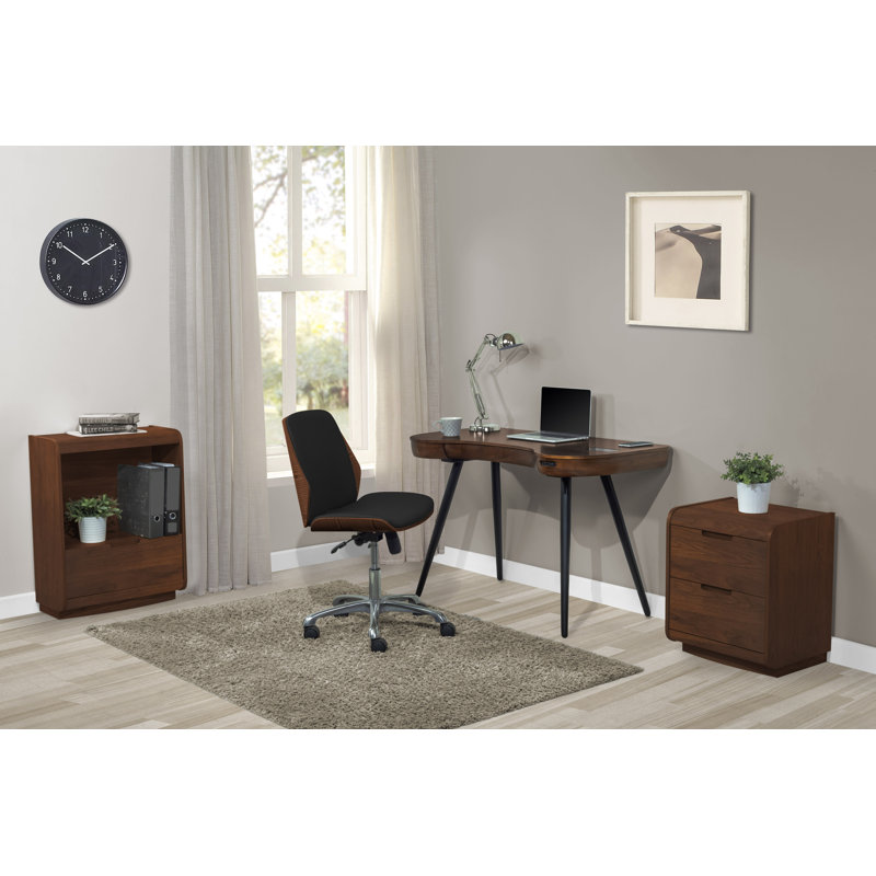 Camare Desk Chair, Walnut/Black