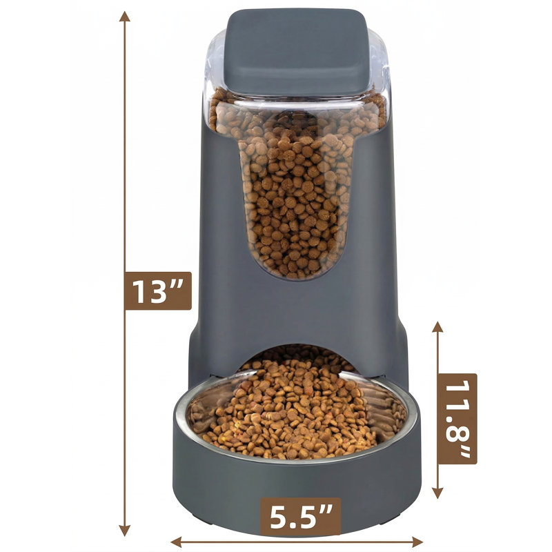 Ensemble de distributeur automatique d'eau pour chat et distributeur d'eau avec bols en acier inoxydable, nourriture / eau par gravité, 1 gallon chacun, pour petits / moyens animaux de compagnie