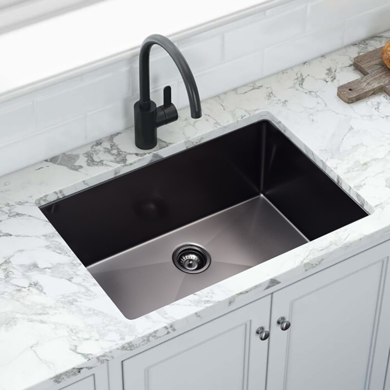 SOUEEUM 18'' W Single Bowl Stainless Steel Undermount Kitchen Sink 0