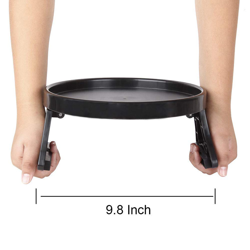 Plateau de support pour canapé, table d'appoint pour télécommandes / support de boissons / manettes de jeu, Noir