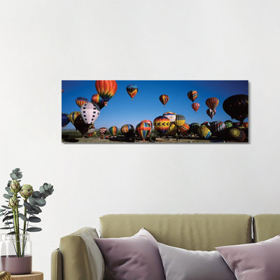 Hot Air Balloons Floating In Sky, Albuquerque International Balloon Fiesta, Albuquerque, Bernalillo County, New Mexico, USA - Wrapped Canvas Panoramic Print