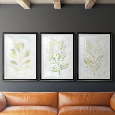 Breezy Fronds I - reproduction sur mesure encadrée de qualité supérieure - 3 pièces