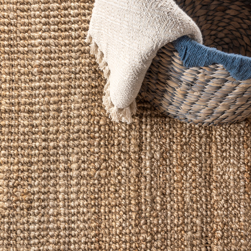 Tapis naturel en jute tissé à la main Pata, Rectangle 12 pi x 18 pi