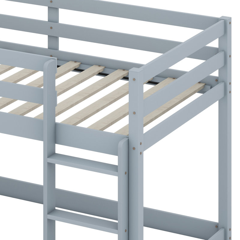 Lit superposé en bois avec échelle, Gris