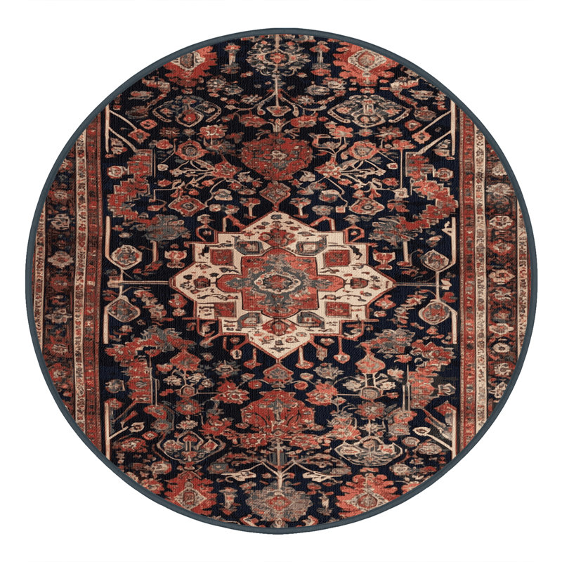 Tapis brun lavable à la machine, Rond 7 pi