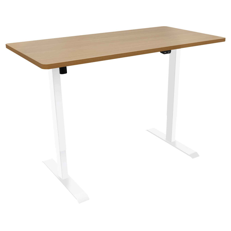Alvera Adjustable Metal Base Standing Desk, Wood Effect