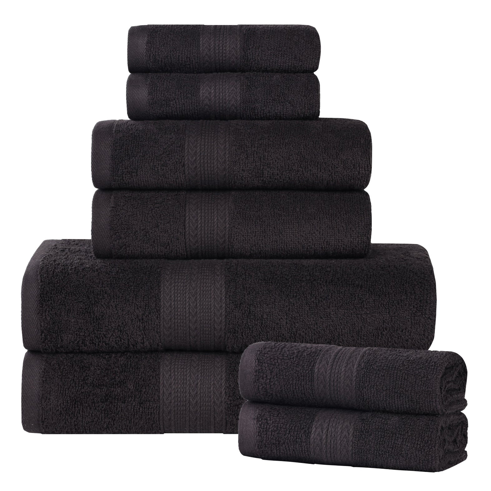 Asleigh 8-Piece Cotton Towel Set, Black