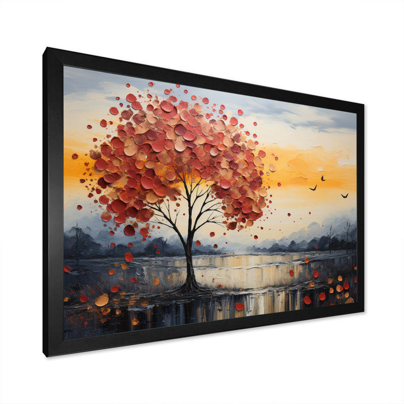 «Romantic Landscape Melting Hearts IV», reproduction sur toile, H 16 po x l 32 po x P 1 po, Cadre simple noir