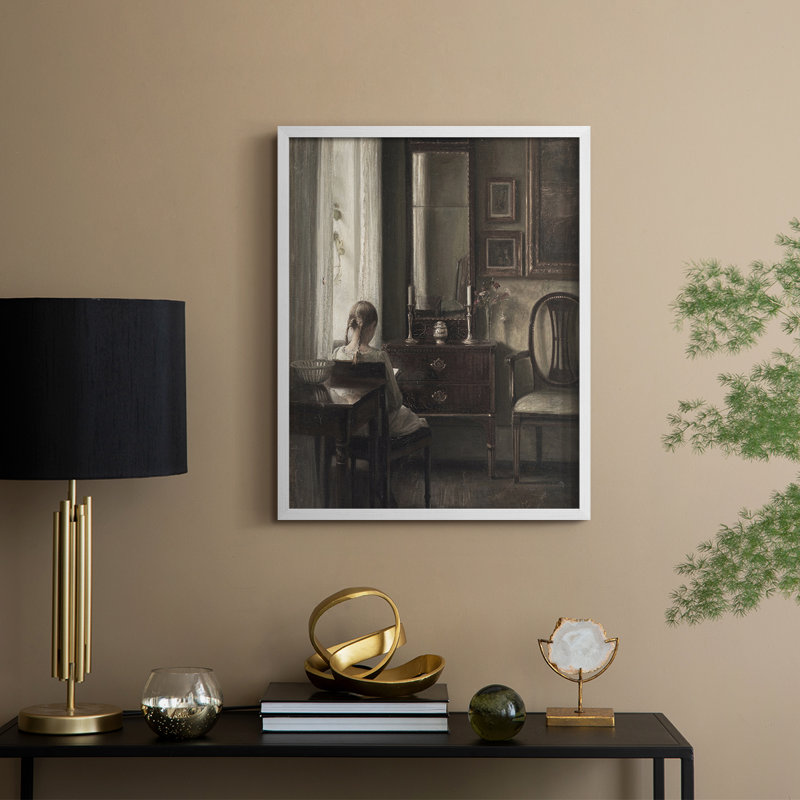 Reproduction encadrée vintage XL, H 15 po x l 12 po, Blanc