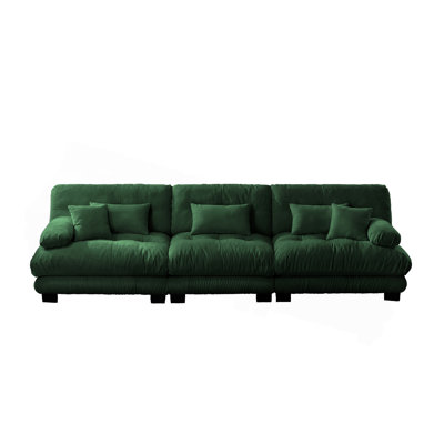 Canapé modulaire 3 places à assise profonde et canapé modulaire, canapé en chenille, meubles rembourrés doux et confortables pour salon, appartement, studio, bureau, chenille, vert