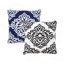 Ensemble de housse de coussin et d'insertion en mélange de coton bleu rétro-122942347