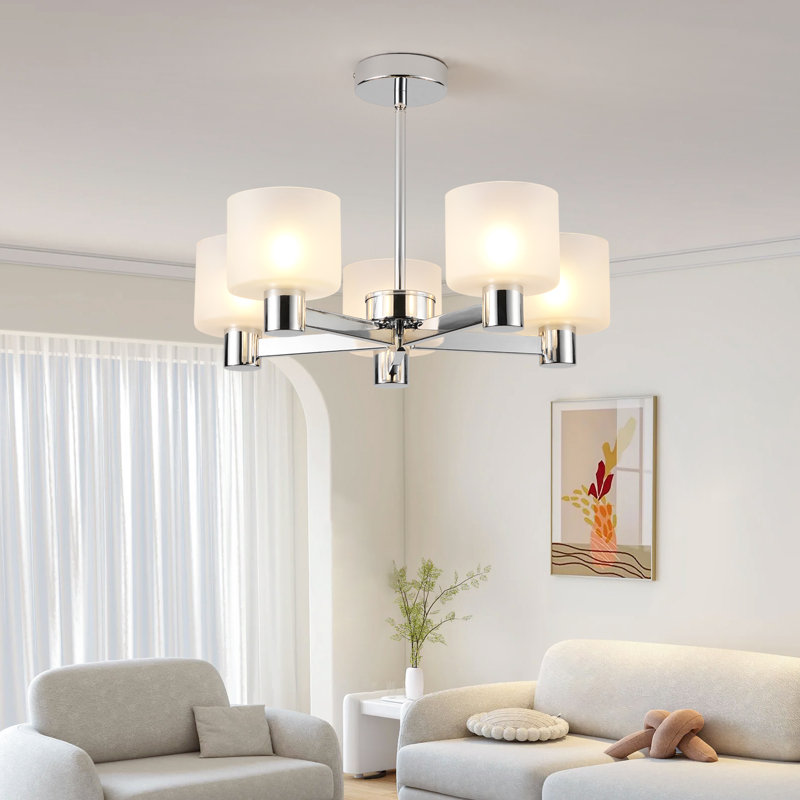 Glass Semi Flush Mount, White