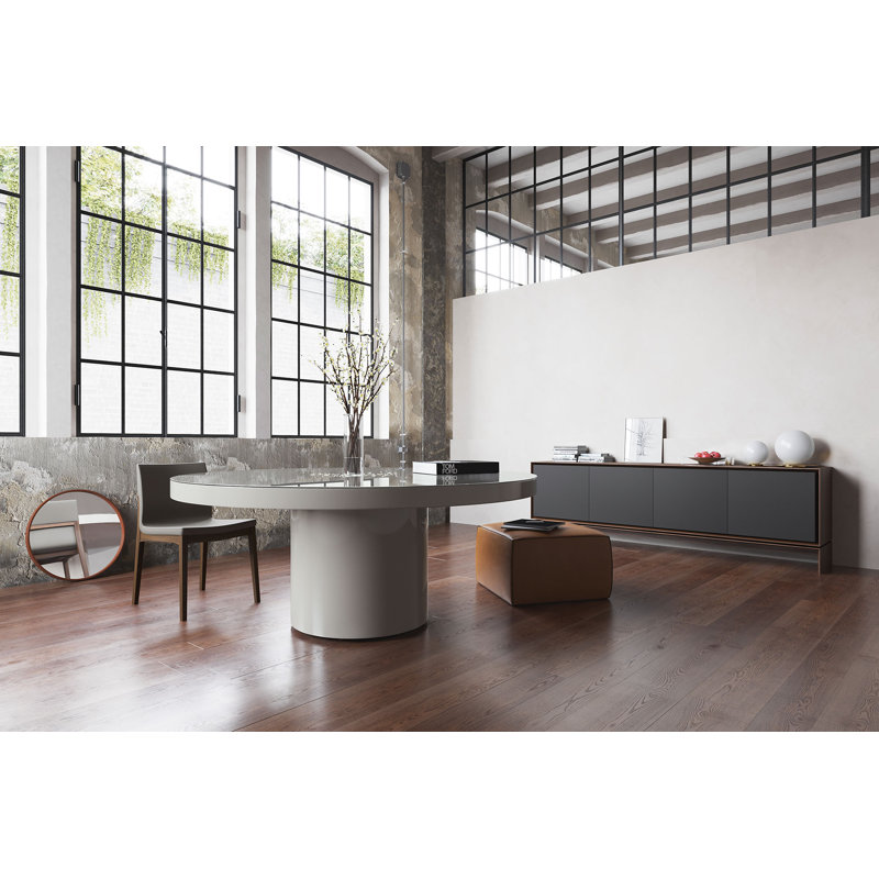 Enna Leather Dining Chair, Dove Gray Eco Leather / Walnut