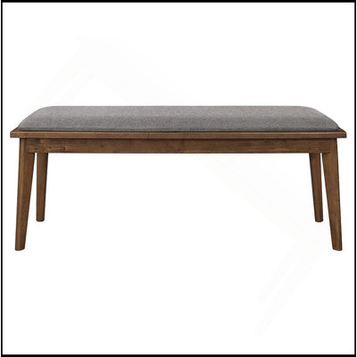 Grey And Natural Walnut Upholstered Dining Bench