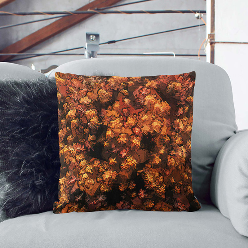 Autumn Forest In Bloom In Abstract Square Throw Cushion, Black, 40 x 40 cm
