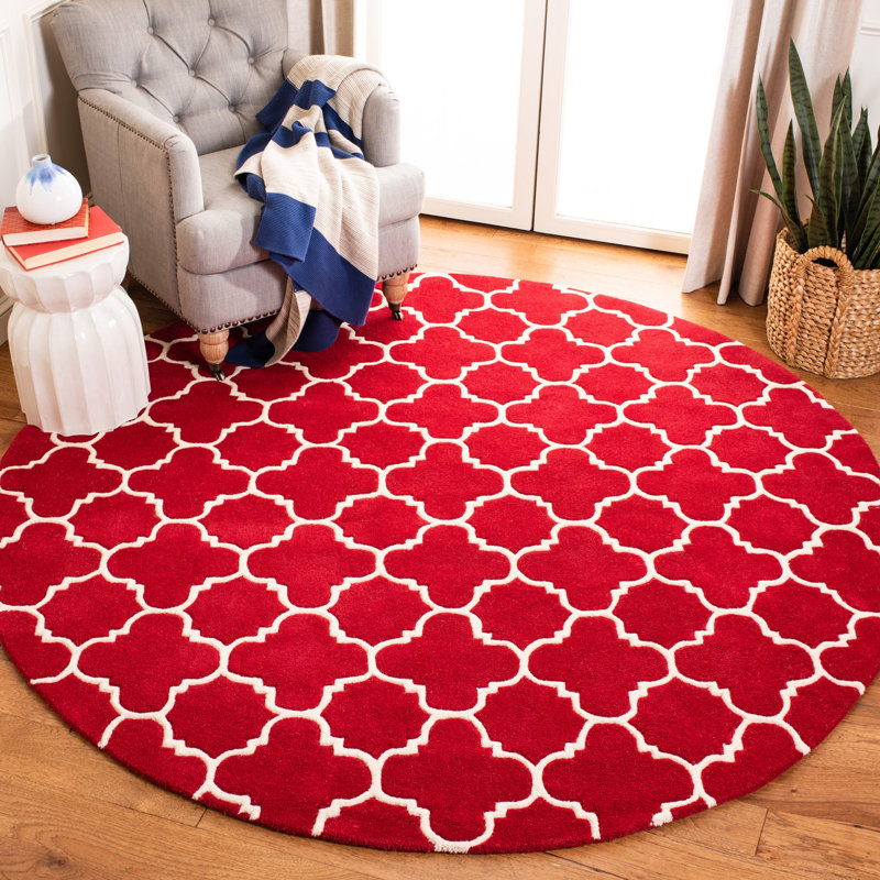 Carolene Hand Tufted Wool Geometric Rug, Round 7'