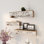Ensemble de 3 tablettes murales en bois crème sculptées à volutes sculptées 19 po, 24 po, l 28 po