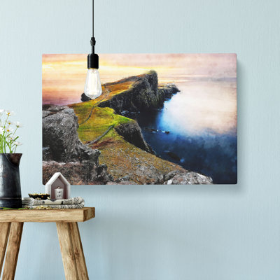 Lighthouse In The Isle Of Skye Painting - Wrapped Canvas