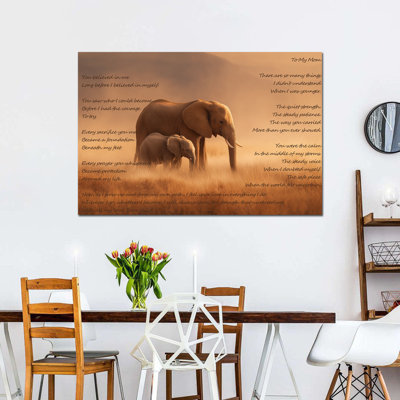  Mothers Day Gifts Wall Art for Living Room Bedroom, Elephant Motivational Wall Decor Cool Unique Mothers Day Gifts for Mom Grandma Wife Sister Friends, Elephant Inspirational Wall Art Mom Birthday Gifts Canvas Wall Art 18" × 24"