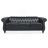 84.6" Faux Leather Upholstered Chesterfield Sofa Tufted Rolled-Arm 3-Seater Couch with Solid Wood Legs-2005533716