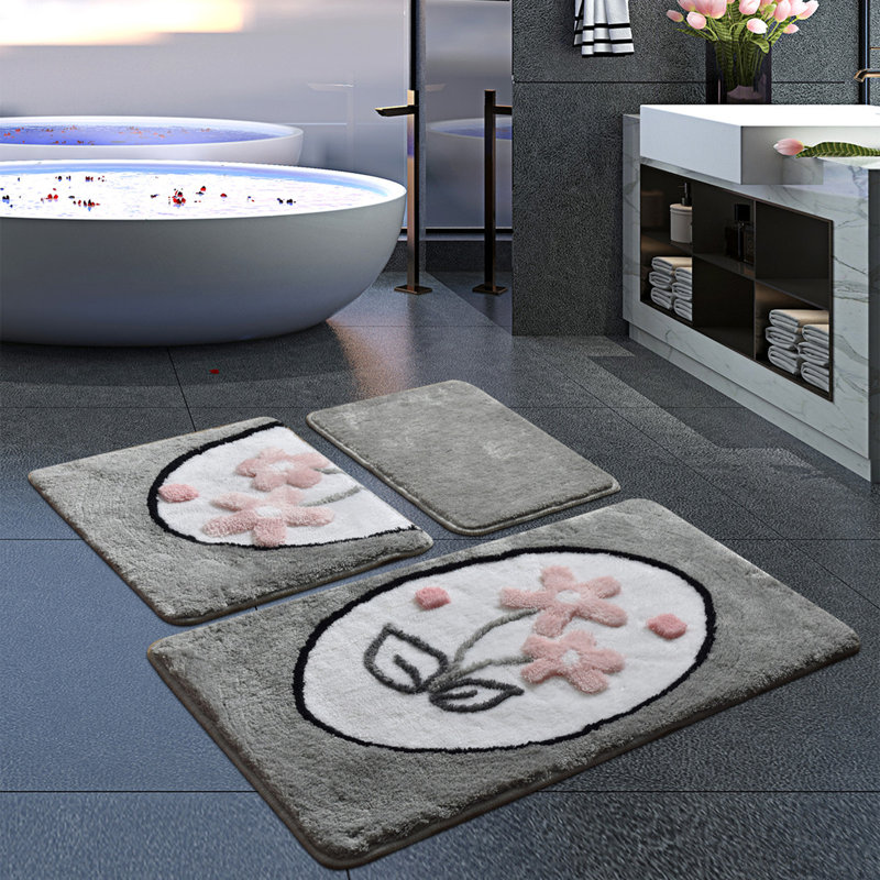 Ensemble de tapis de bain en acrylique de qualité supérieure (3 pièces), antibactérien antidérapant, 15,8 x 23,6 pouces, 19,7 x 23,6 pouces, 23,6 x 39,4 pouces | 100% acrylique, 1,4 lb / pied carré | Lavable à la machine, doux et durable pour la sécurité de la salle de bain