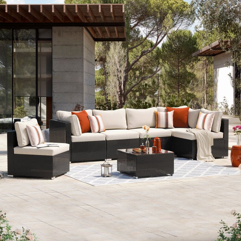 Faruq 6 - Person Modular Patio Conversation Set with Cushions