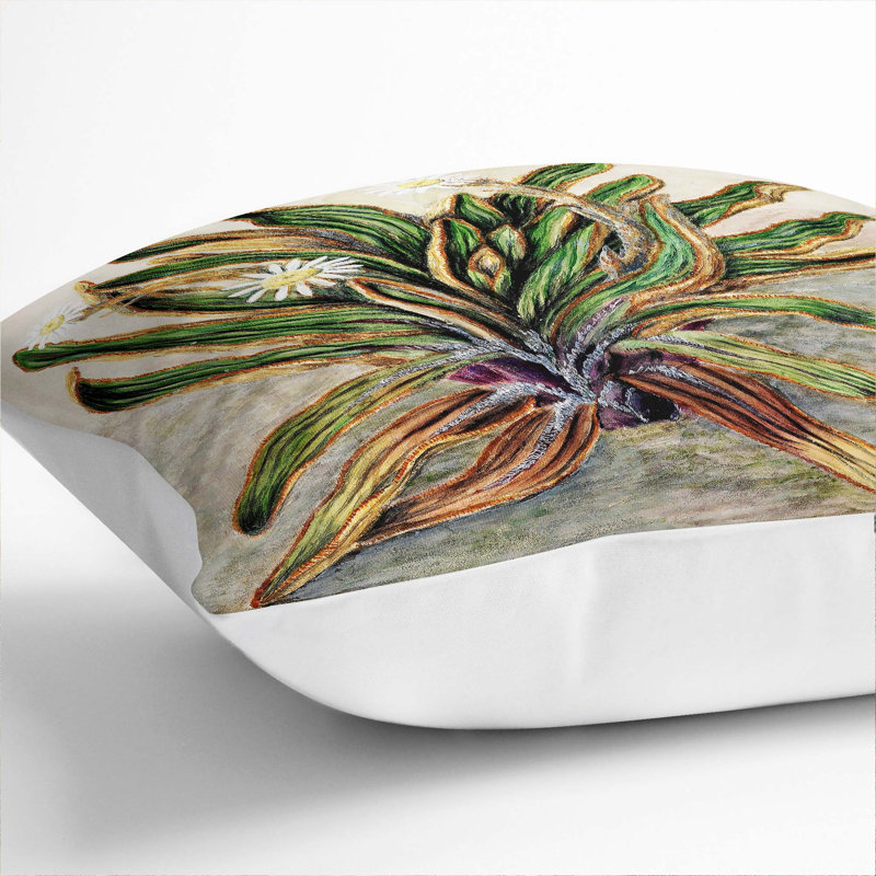 Floral Square Throw Cushion, 40cm H x 40cm W x 15cm D, White
