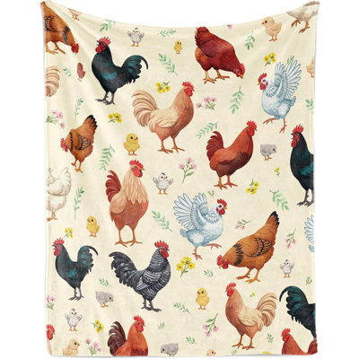 Cute Chicken Printed Blanket Present Chicken Soft Flannel Lightweight Throw Blanket for Kids Funny Colorful Rooster Blankets for Sofa Couch Bed Decor (40"x50")