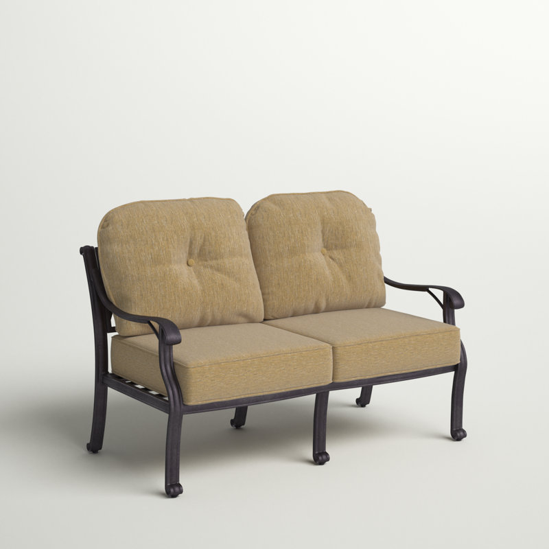 Frazee 54'' Wide Aluminum Loveseat with Cushions, Aura Honey