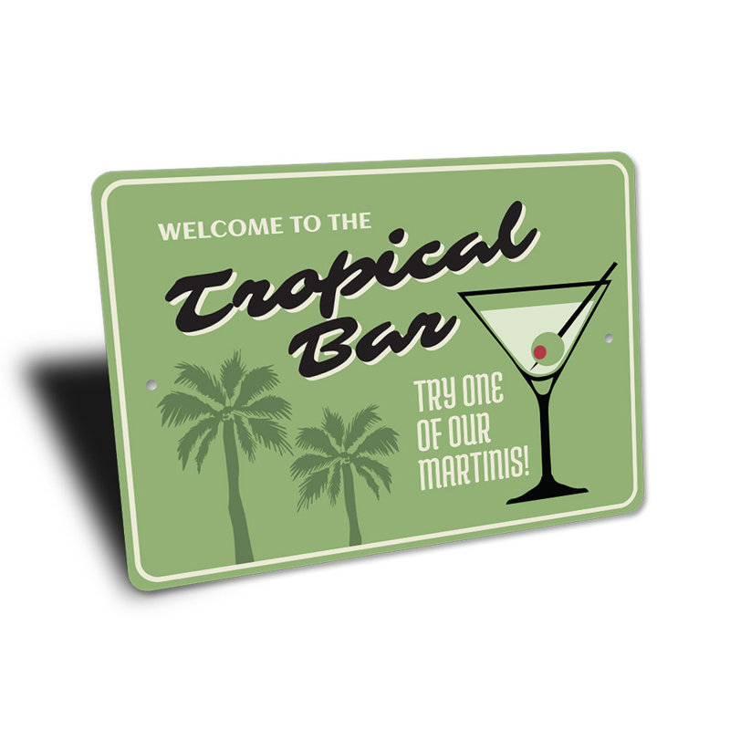 Enseigne de bar tropical, H 10 po x l 14 po x P 0,04 po