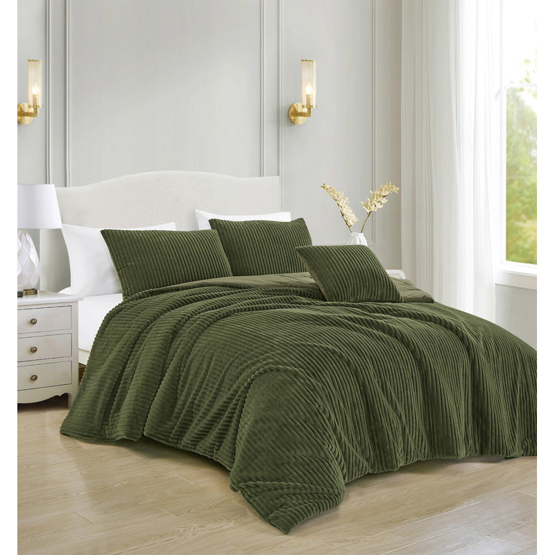 Ensemble d'édredon 4 pièces vert, Édredon très grand et 3 pièces supplémentaires, Vert