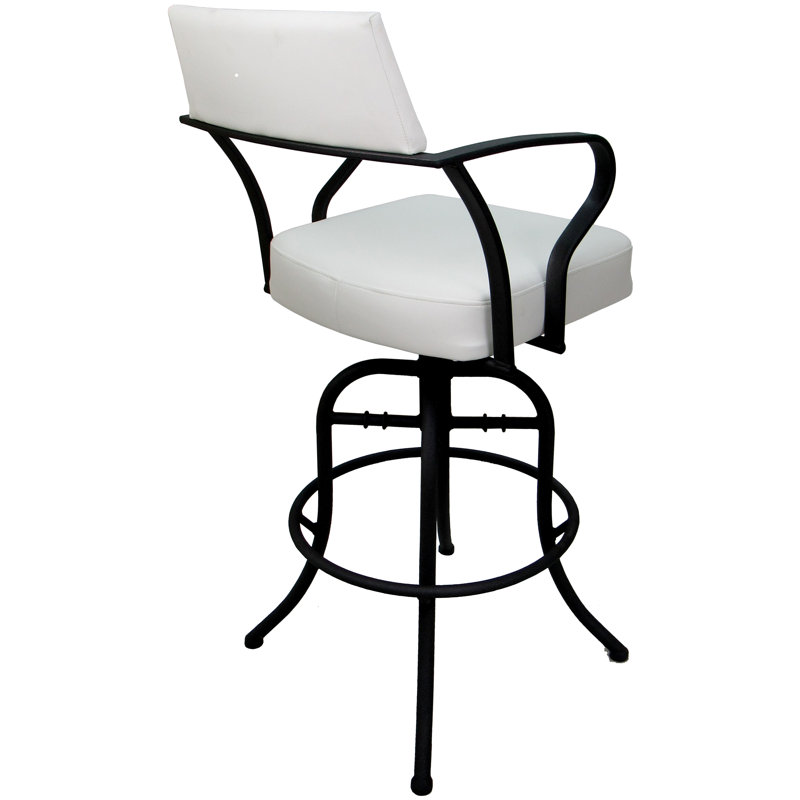 Tabouret de comptoir pivotant 26 po Chiyomi, Vinyle - siège blanc / structure noire