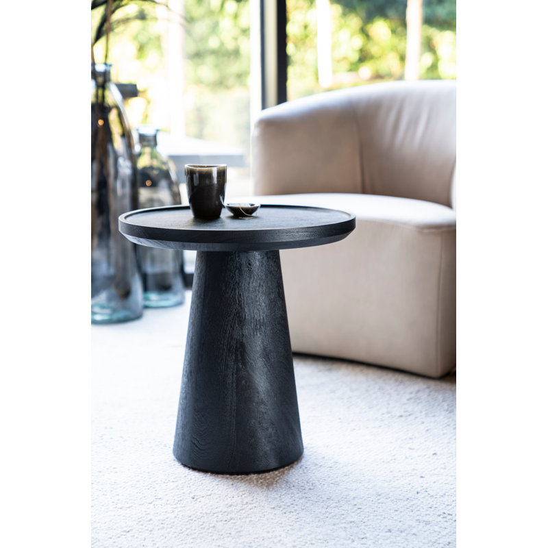 Ron Solid Wood End Table, Black