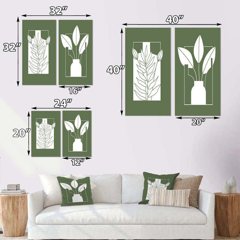Minimalistic Plant Silhouettes III - ensemble de 2 reproductions, Toile tendue, H 40 po x l 40 po x P 1,5 po
