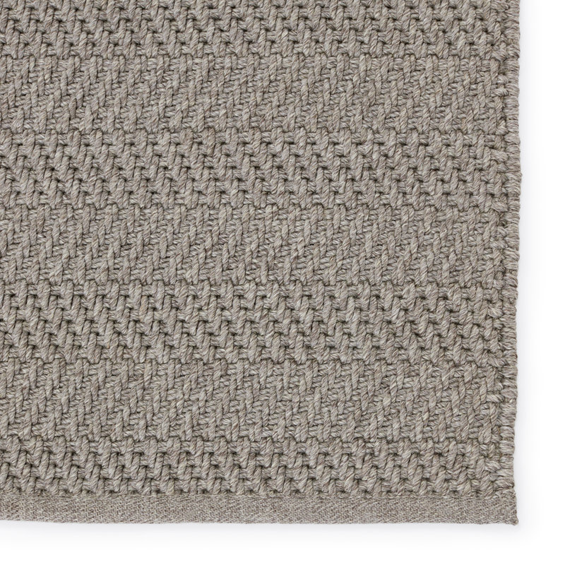 Tapis intérieur / extérieur gris fait à la main, Rectangle de 5 pi x 8 pi