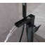 Robinet de robinet de baignoire à fixation au sol à poignée simple avec douche à main en noir mat-58622062