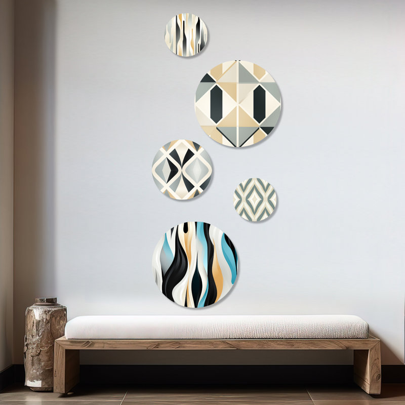 Casner - Ensemble d'art mural moderne géométrique rond de 5