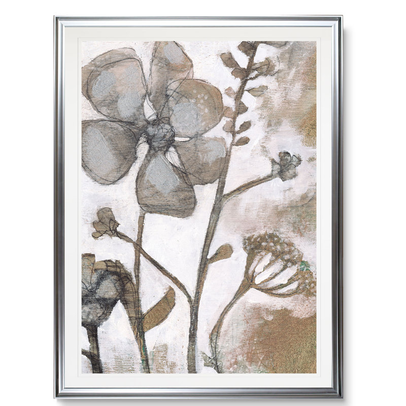«Metallic Garden II», reproduction sur toile, H 45 po x l 30 po x P 1,5 po, Cadre argenté