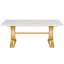 Bureau de direction moderne, grand bureau d'ordinateur avec pieds en X élégants, poste de travail en faux marbre, mobilier de bureau pour la maison-314342139-314342136