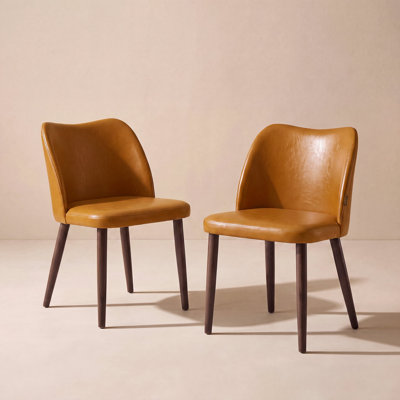 Upholstered Solid Wood Small Dining Chairs - Ergonomic Curve & Plush Padding for Multiple Spaces