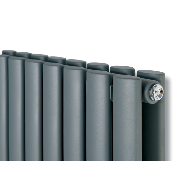 Angela Horizontal Oval Panel Radiators, Grey, 60cm H x 81.6cm W x 9cm D