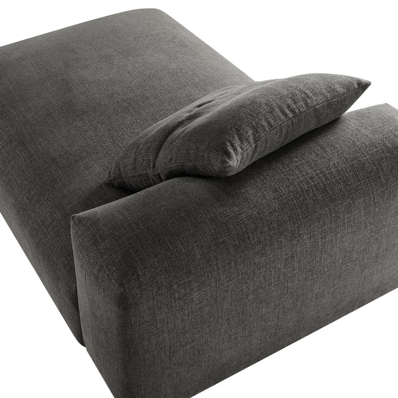 Chaise longue modulaire rembourrée en tissu Solace, Gris anthracite