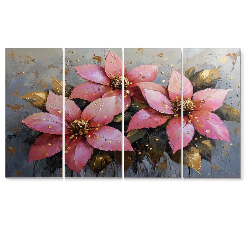 Bluford - - Décoration murale poinsettias - - Tradition, art mural traditionnel, H 28 po x l 48 po, 4