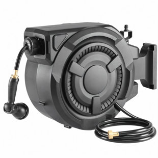 Retractable Garden Water Hose Reel with 180° Swivel Bracket