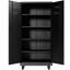 Armoire de rangement en métal robuste avec portes et roues, armoire de garage de 71 po de hauteur avec 4 tablettes réglables, armoire à outils verrouillable avec panneau perforé et 8 crochets, armoire de rangement en acier noir pour le garage