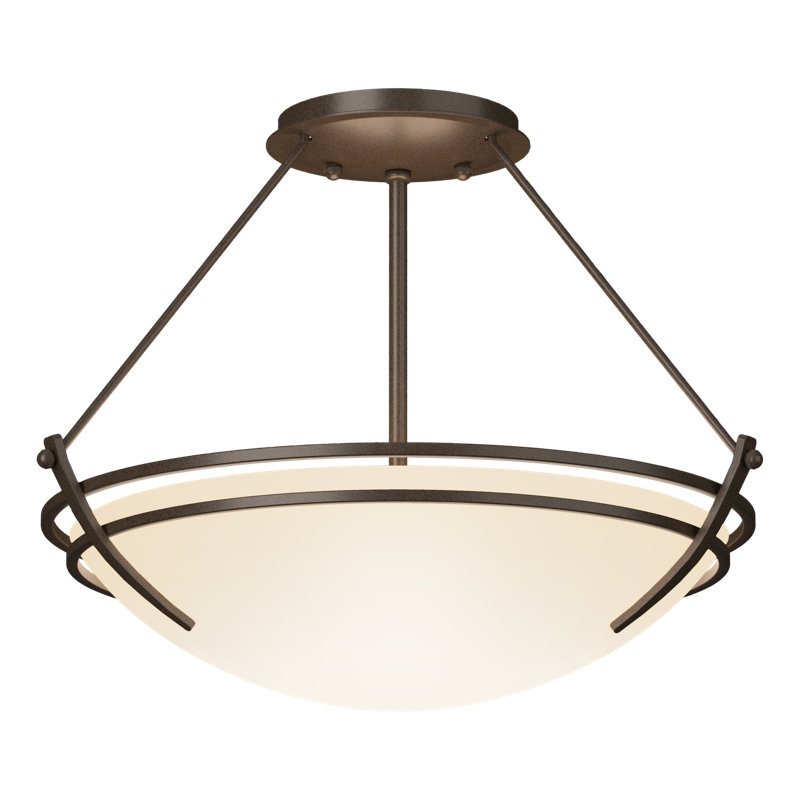 Tryne Semi Flush Mount, Bronze, 12.5" H x 16.4" W x 16.4" D, Opal