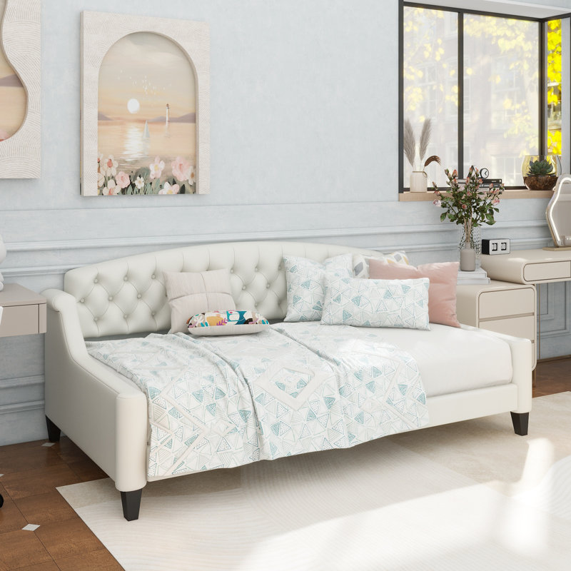 Modern Luxury Tufted Button Daybed,Twin,Beige, Beige, Twin