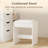 Vanity Desk with Mirror and Lights, Built-in Power Outlets, Storage Drawers & Open Shelves, LED Mirror with 3 Color Modes, Includes Cushioned Stool-597572244