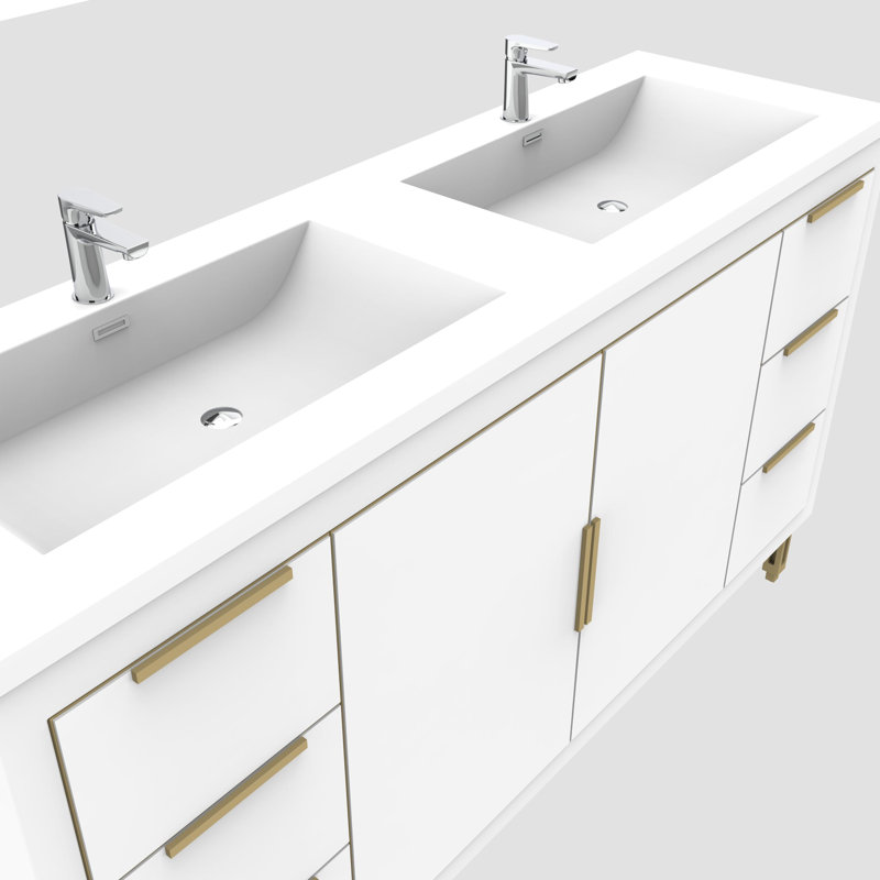 59.13'' Double Bathroom Vanity with Acrylic Top